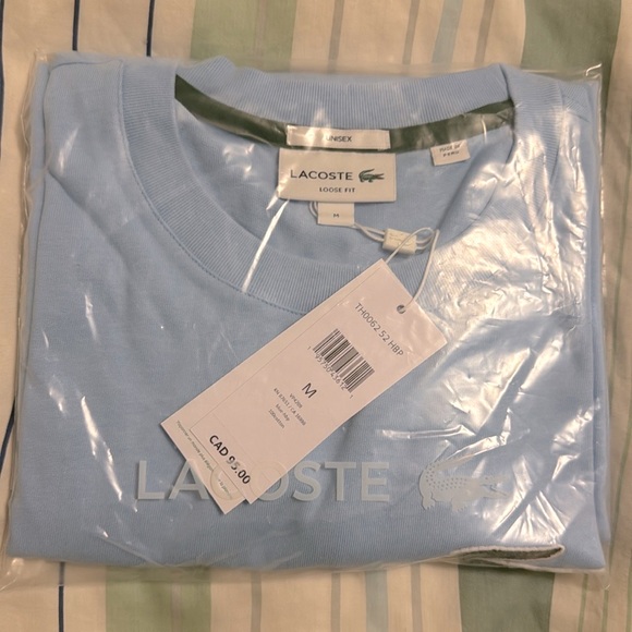 LACOSTE Unisex Loose Fit Large Crocodile Organic Cotton T-shirt-Size M-NWT - Picture 10 of 11